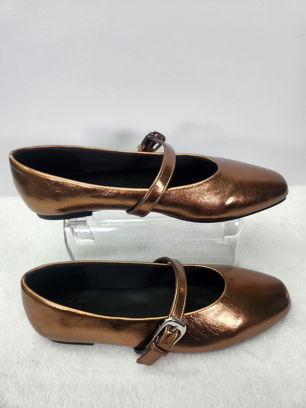 ASOS Classic Metallic Bronze Mary Jane Flats Size 10 - Picture 2 of 9